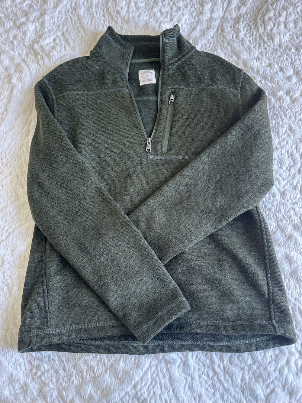 Merona Olive Green Quarter-Zip Fleece Pullover